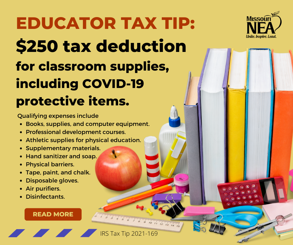 2021 Tax Tip 250 Educator Expense Deduction MNEA Missouri National 